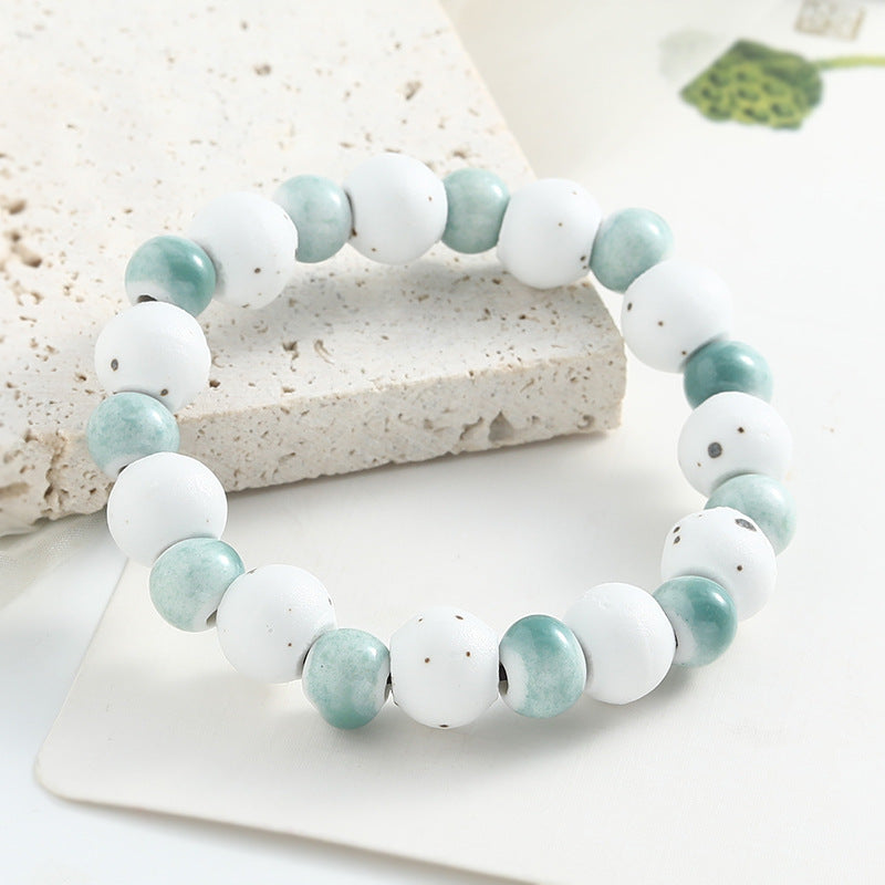 Chinese Ceramic Conch Turtle Beaded Single String Bracelets