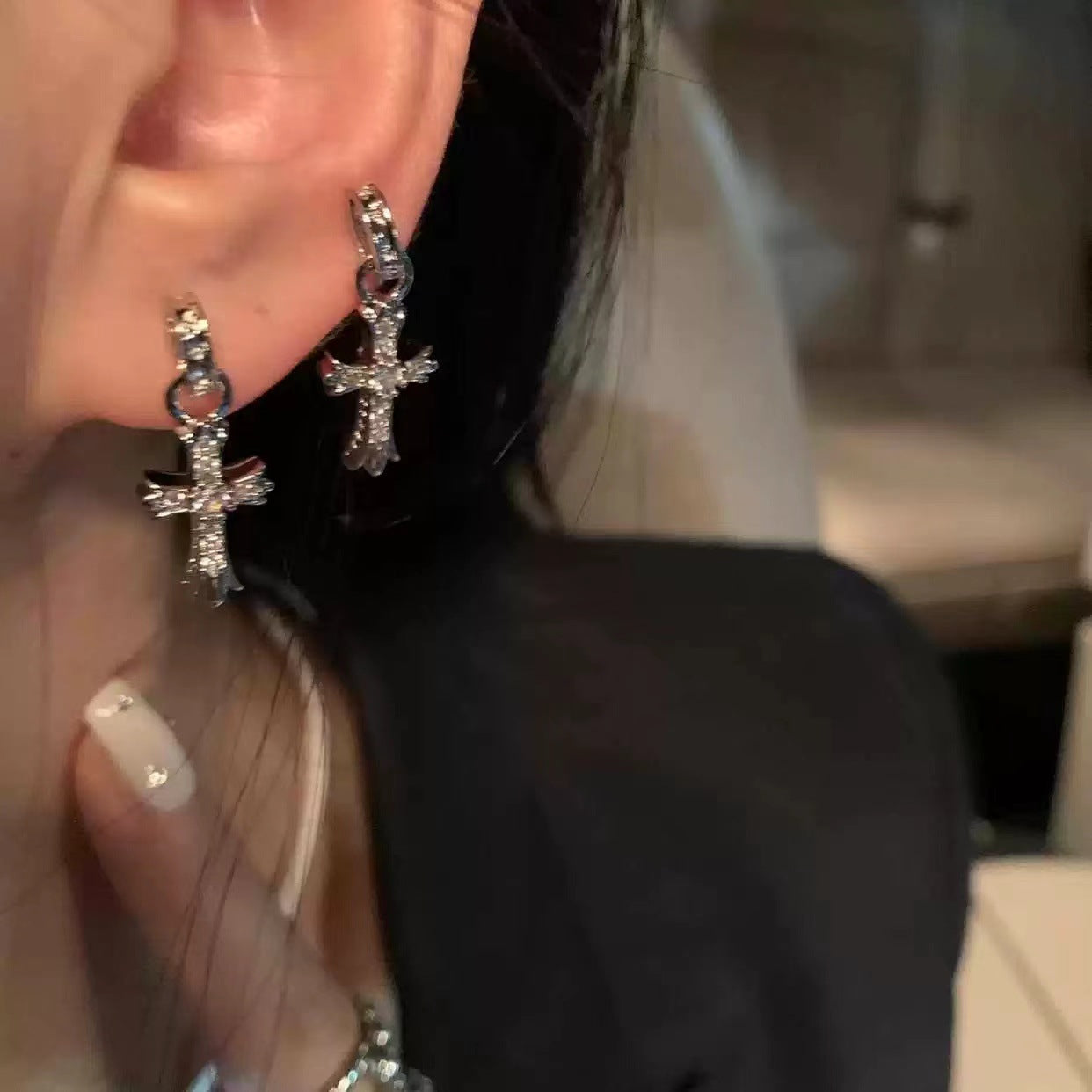 Cross Female Gothic Retro Hip Hop Earrings