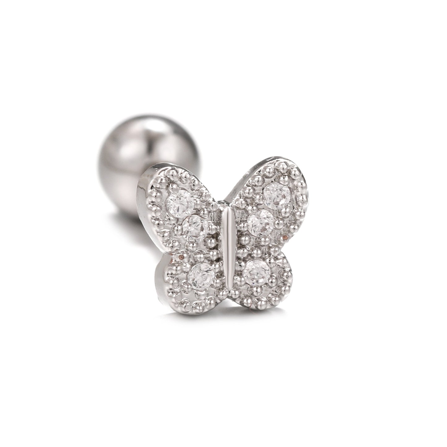 Mori Style Fresh Zircon Flower Ear Bone Stainless Steel Fine Stud Earrings