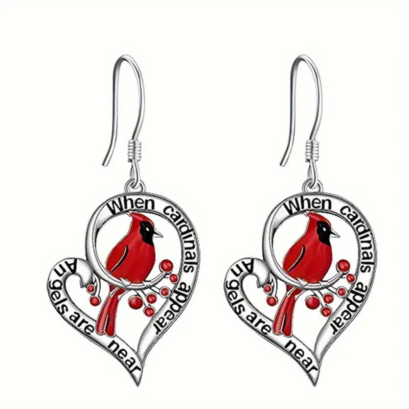 Inventory Red Bird Love Heart Personality Earrings