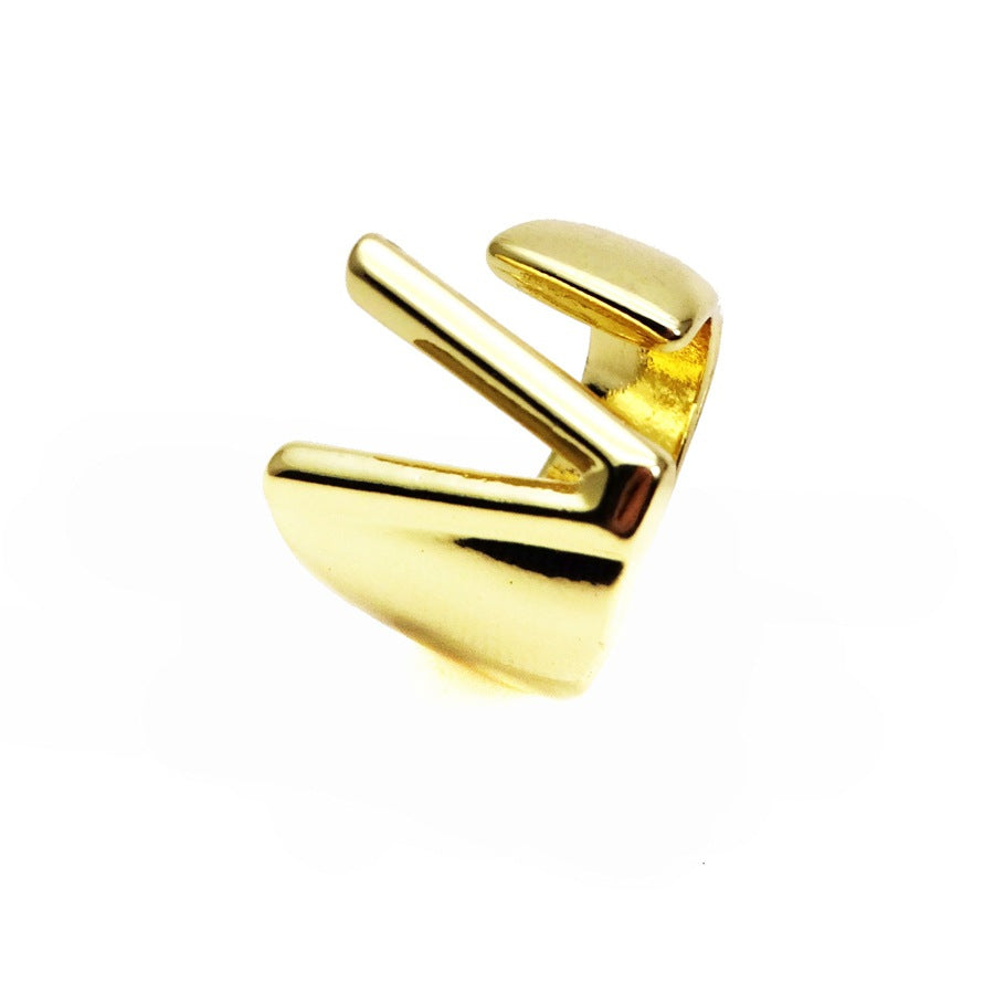 Letters Open Adjustable Plated Light Gold Rings