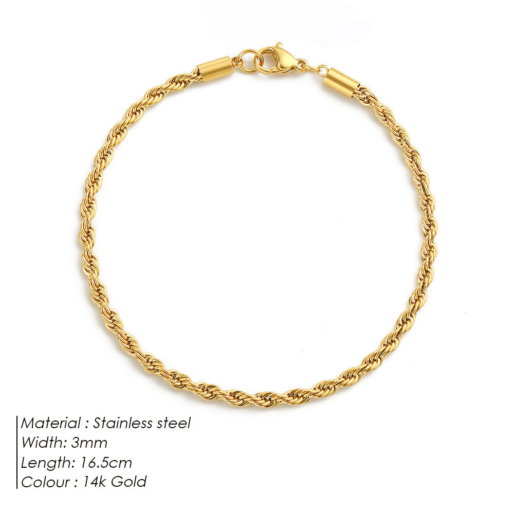 Women's American Simple Personalized Gold Twist Bracelets