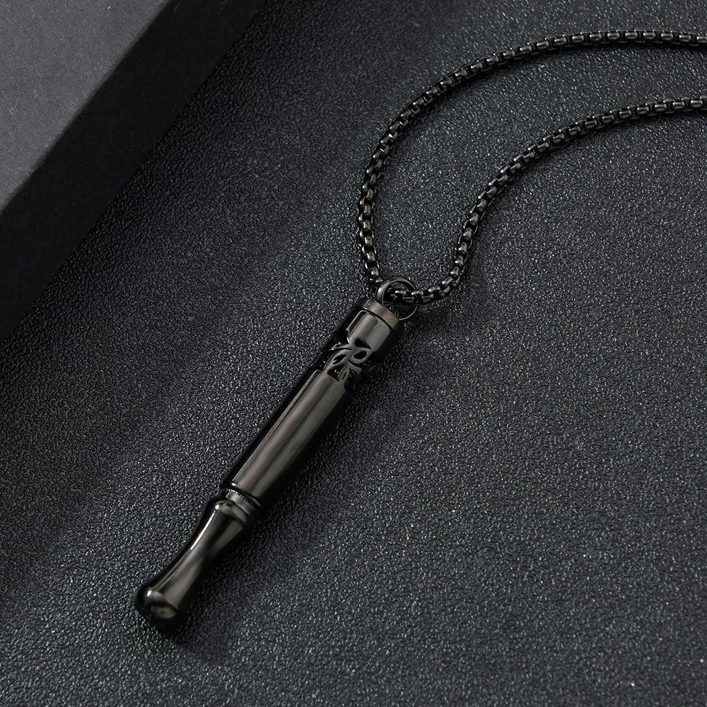Pattern Whistle Titanium Steel Rotating Twist Aroma Sticks Necklace