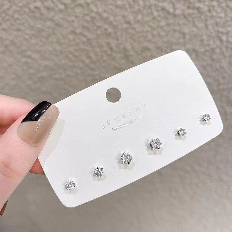 Women's & Men's Flash Sier Small Ear Versatile Rhinestone Simple Rings