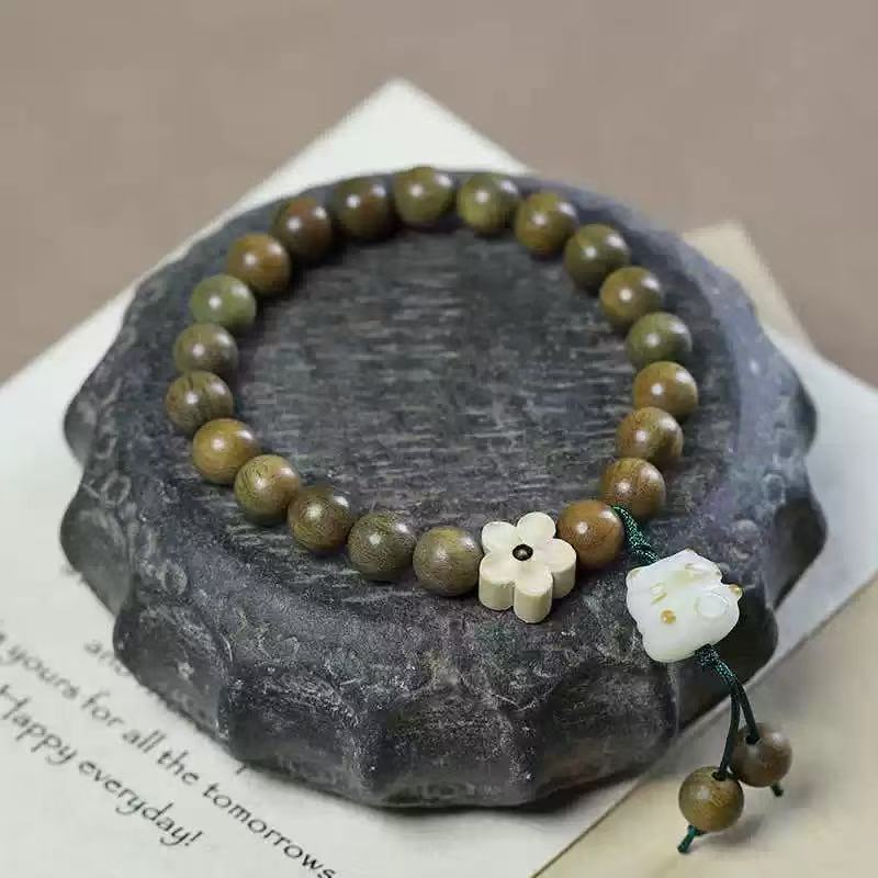 Chinese Natural Green Sandalwood Rosary Beads Argentina Wooden Bracelet