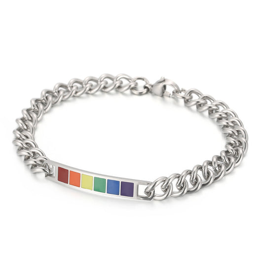 Fashion Stainless Steel Curved Rainbow Personality Titanium Bracelet