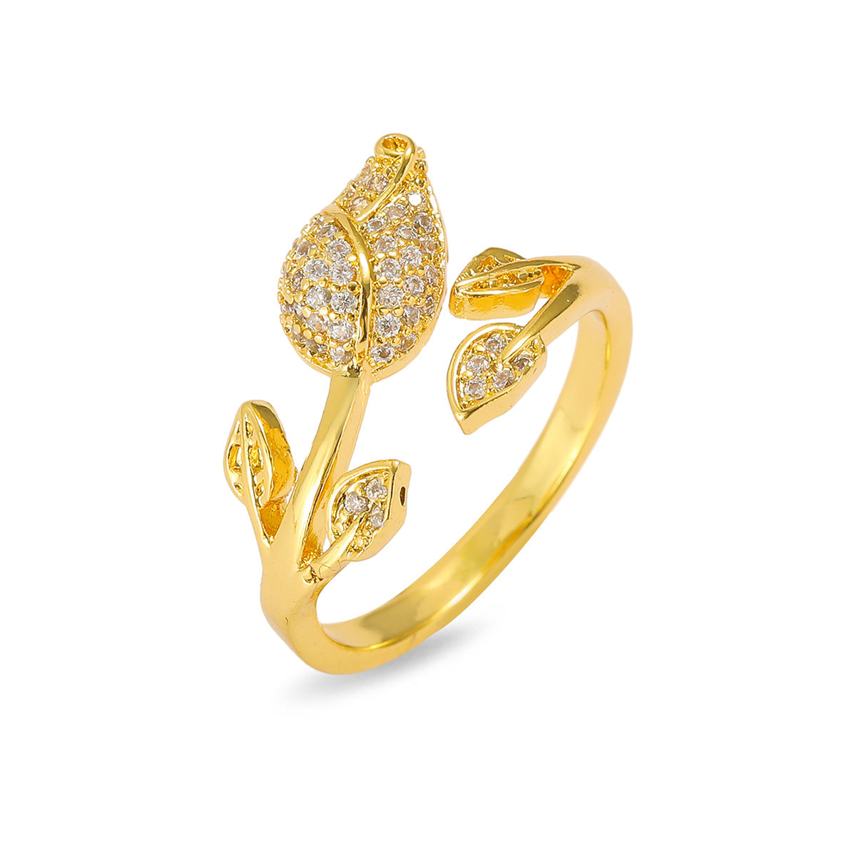 Micro Inlaid Zircon Simple Tulip Sweet Ring