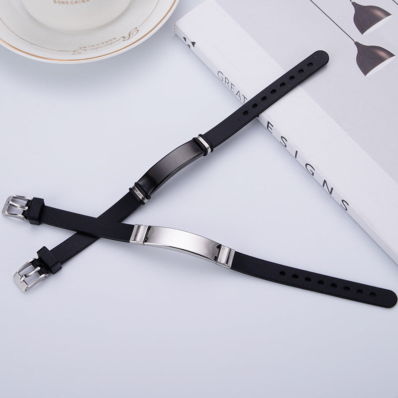 Men's Sports Couple Lettering Birthday Gift Stainless Silica Bracelets
