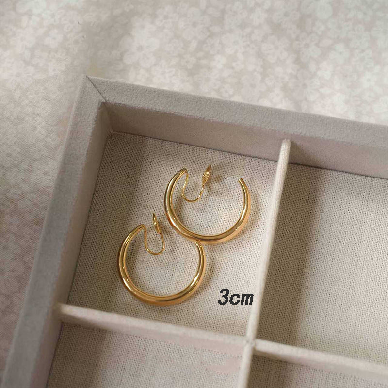 Women's High-grade Style Beautiful Circle Metal Large Simple Round Ear Earrings