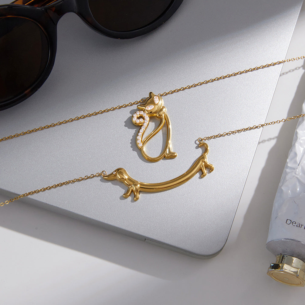 Sausage Dog Light Luxury Minority Clavicle Chain Twin Stainless Invitation Necklace