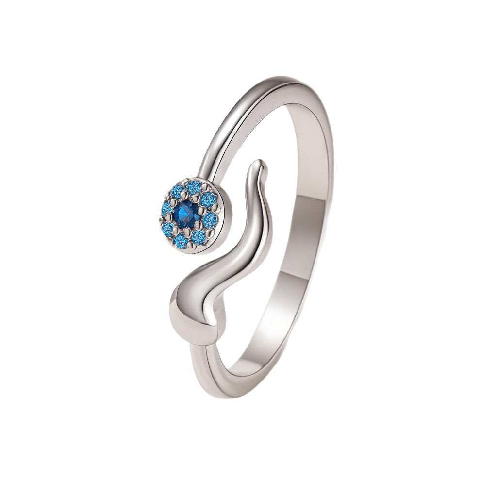 Evil Eye Personality Blue Rhinestone Zircon Ring