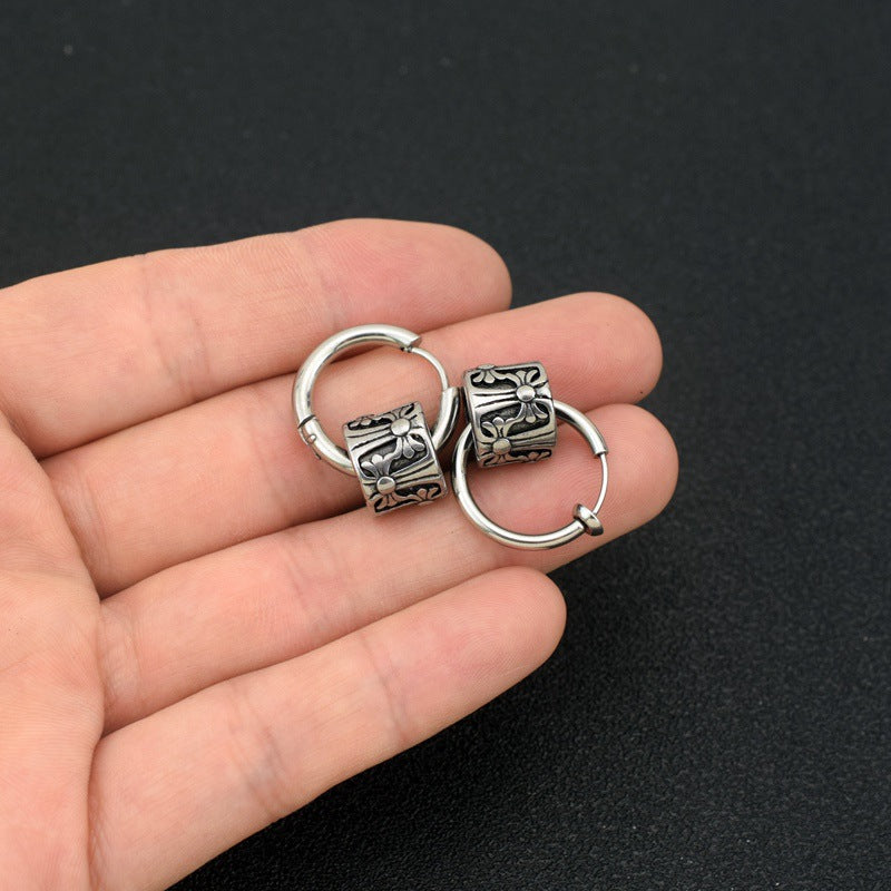 Men's Niche Titanium Steel Unique Single Simple Earrings