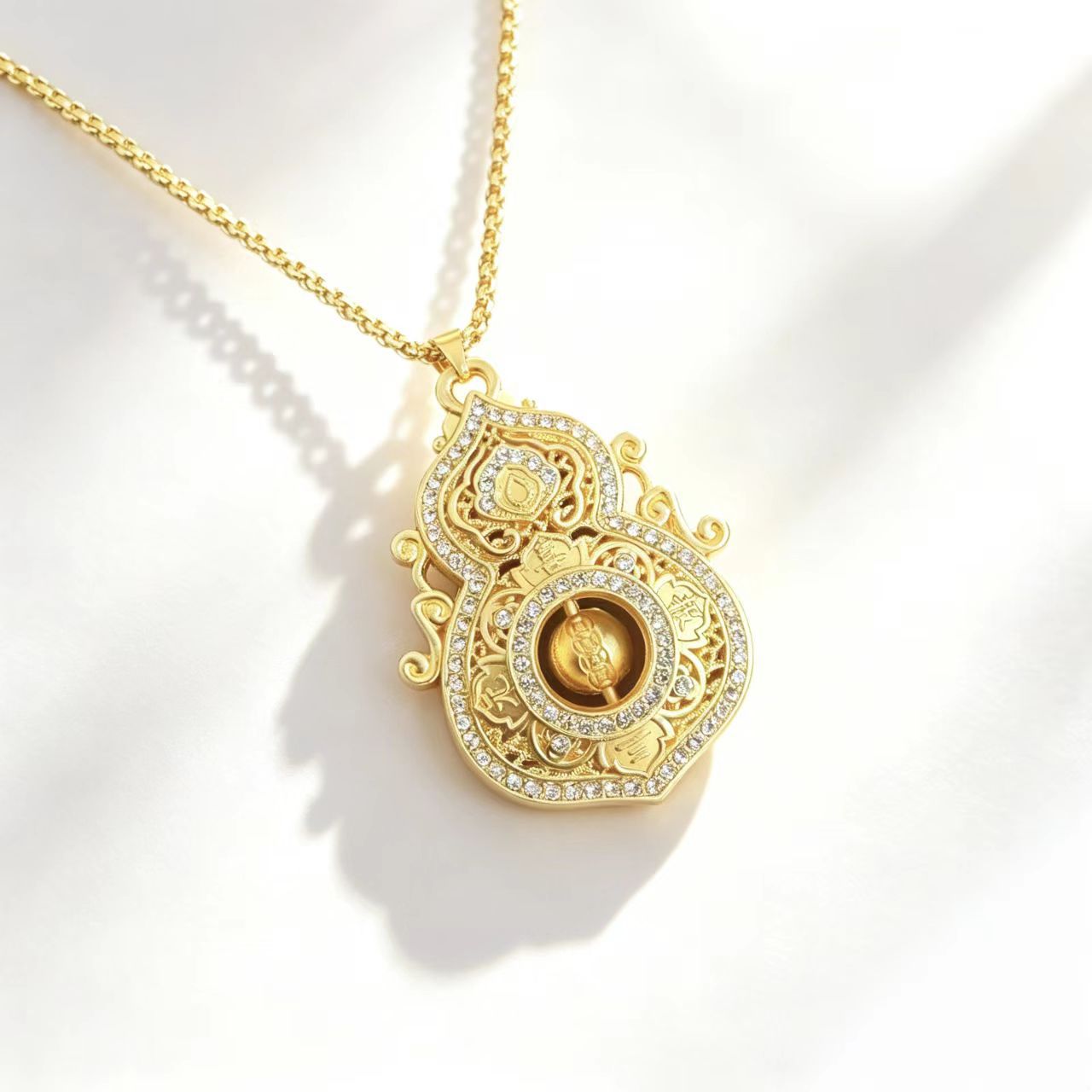 Fu Lu Chinese Sweater Chain Gold Necklace