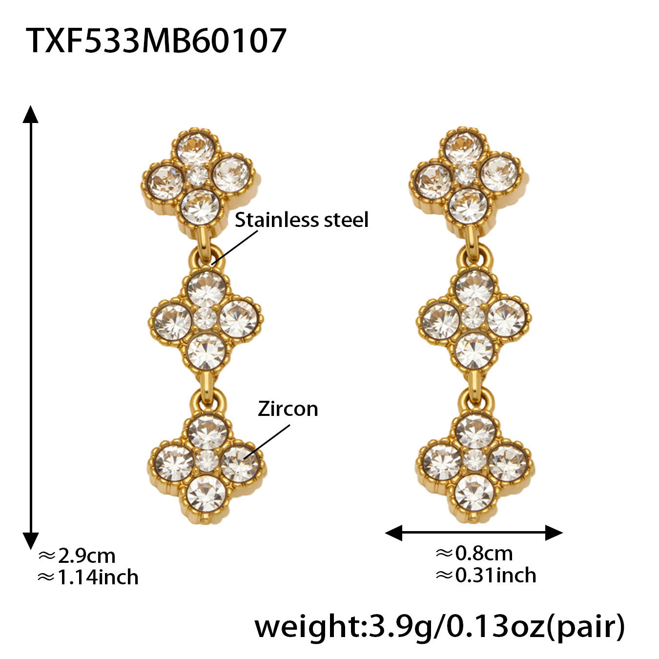 Elegant Color Inlaid Zircon Petal Clover Fashion Lady Jewelry Set
