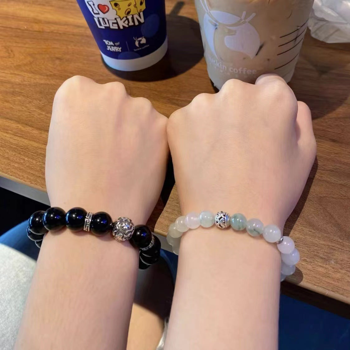 Women's & Men's Beads Couple Obsidian Six Words Mantra Chalcedony Light Luxury National Bracelets