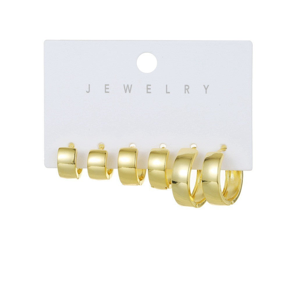 Ear Clip Three Pairs Copper Plated Real Earrings