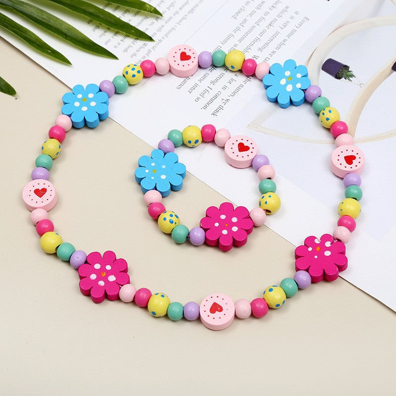 Children's Mixed Color Beaded Wooden Bead Handmade Bracelets