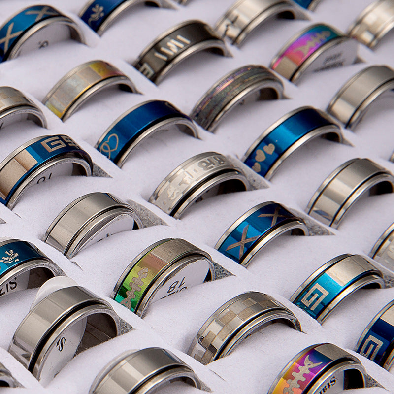 Rotatable Decompression Stainless Steel Mixed Titanium Rings