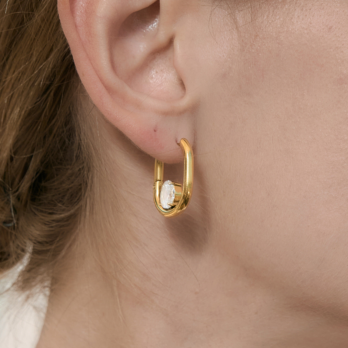 Steel Zircon Unique Beautiful Light Luxury High Sense Earrings