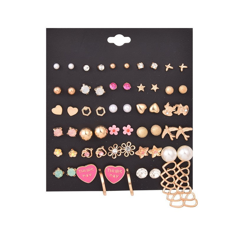 Metal Irregular Geometry Pairs Earings Vintage Pearl Earrings
