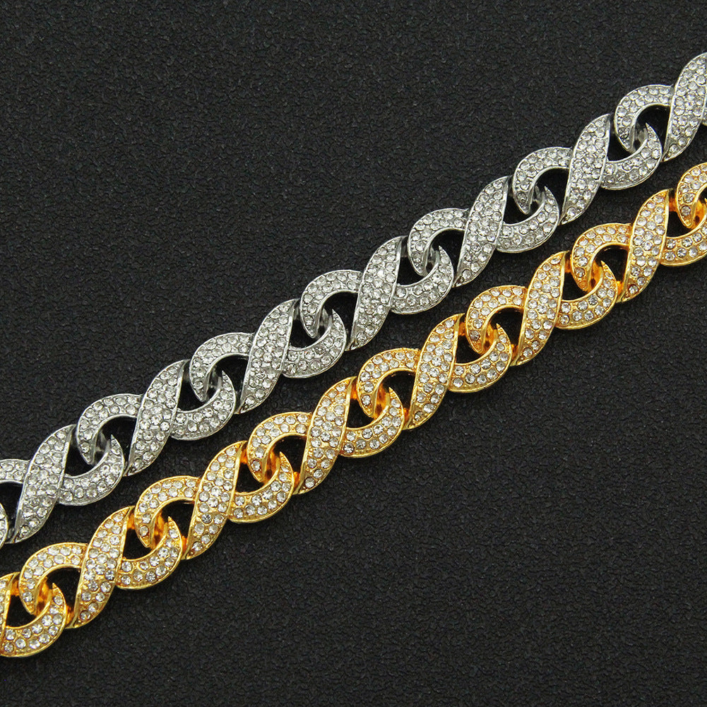 Men's Full Diamond Chain Cuban Twist Knot Personality Hip Hop Necklace
