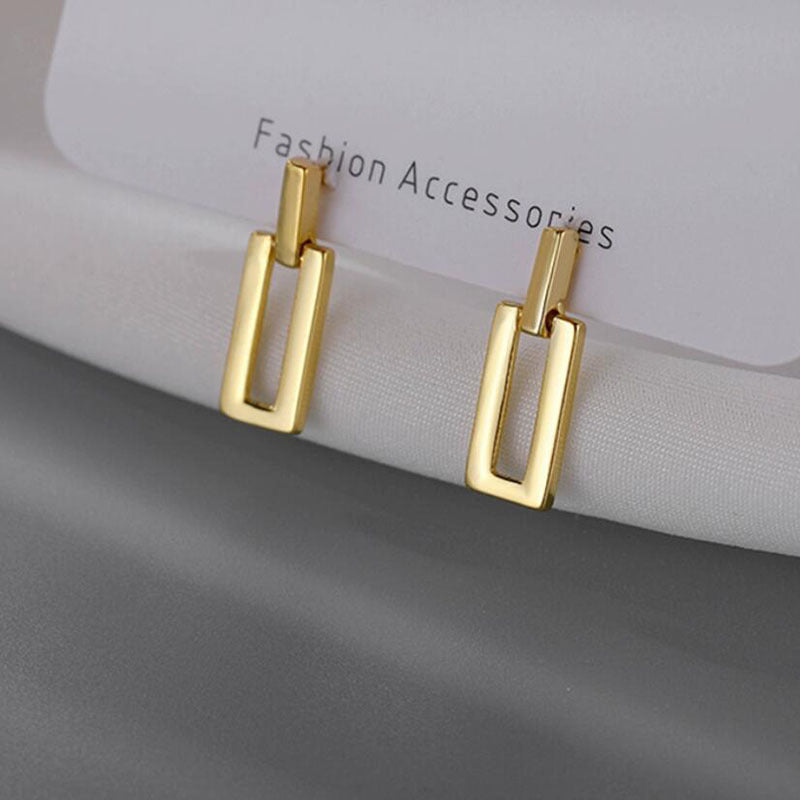 Women's Sier Needle Small Geometric Square Metallic Simple Special Earrings