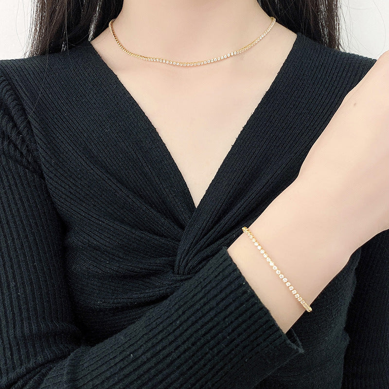 Women's & Men's Elegant Light Luxury Gang Drill Zircon Trendy Full Diamond Geometric Necklaces