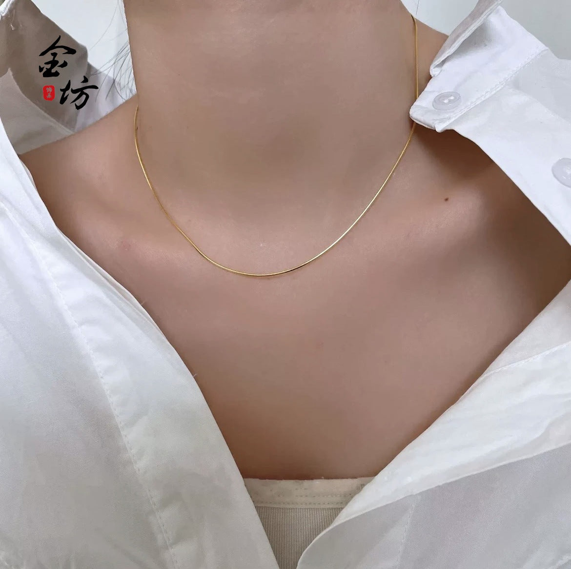 Women's Color Retention Gold Buckle Snake Bones Chain Pinhole Universal Fashion Necklaces