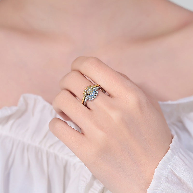 Personality Minimalist Design Sun Moon Stacked Rings