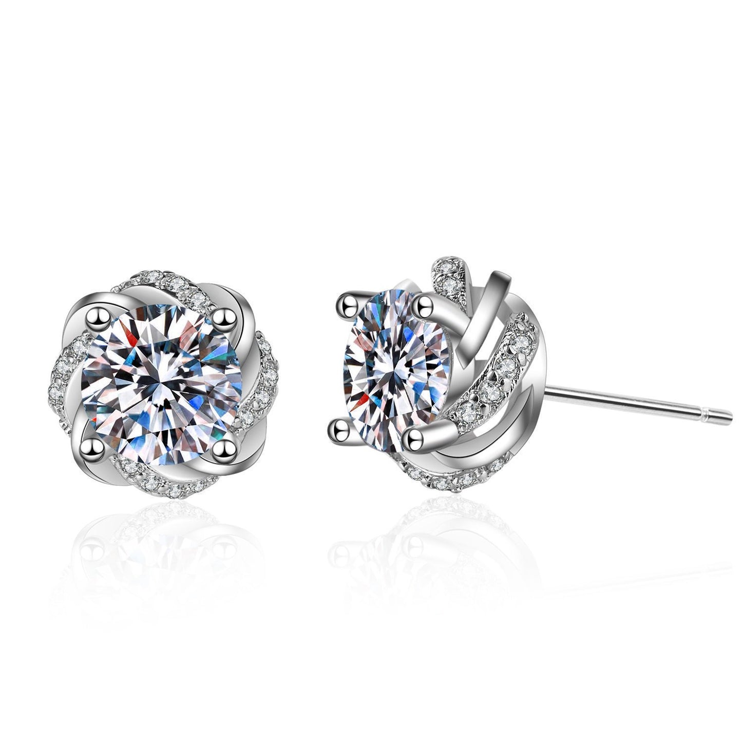 Moissanite Ear Female With Hearts Sterling Earrings