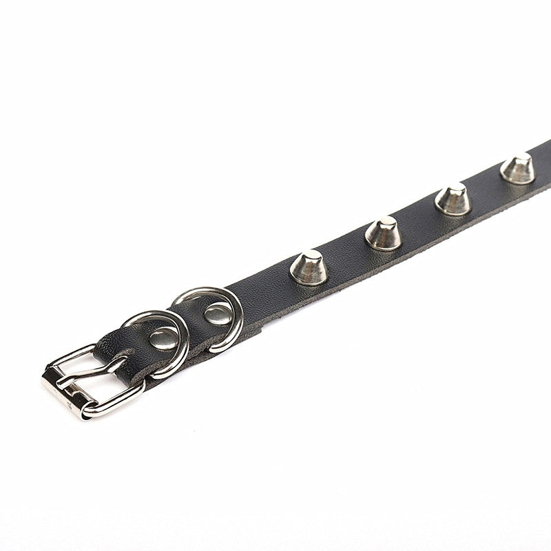 Dark Goth Style Leather High Profile Retro Collar