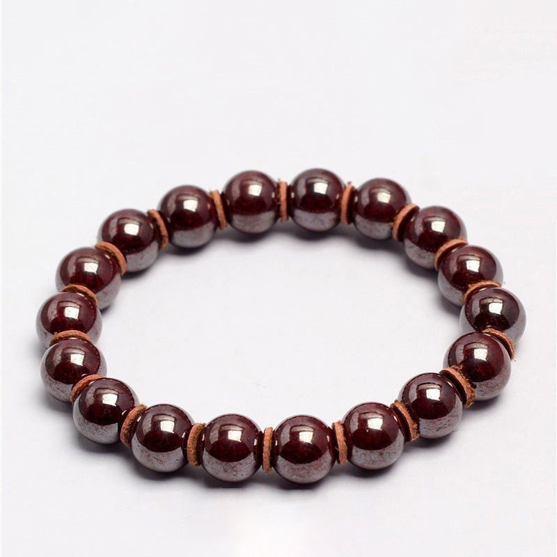 Crystal Cinnabar Purple Gold Sand Round Beads Bracelets
