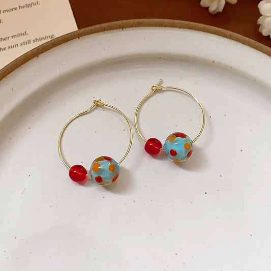 Dopamine Color Resin Ball Light Luxury Earrings