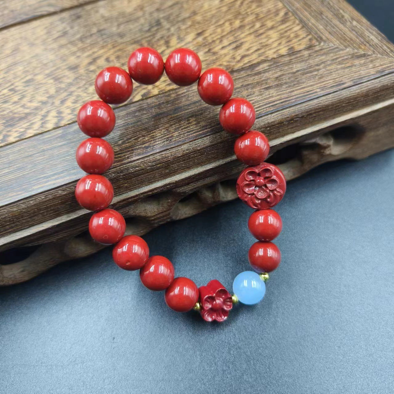 Women's & Men's Cinnabar Purple Gold Sand Single Circle Simple Buddha Beads Light Bracelet