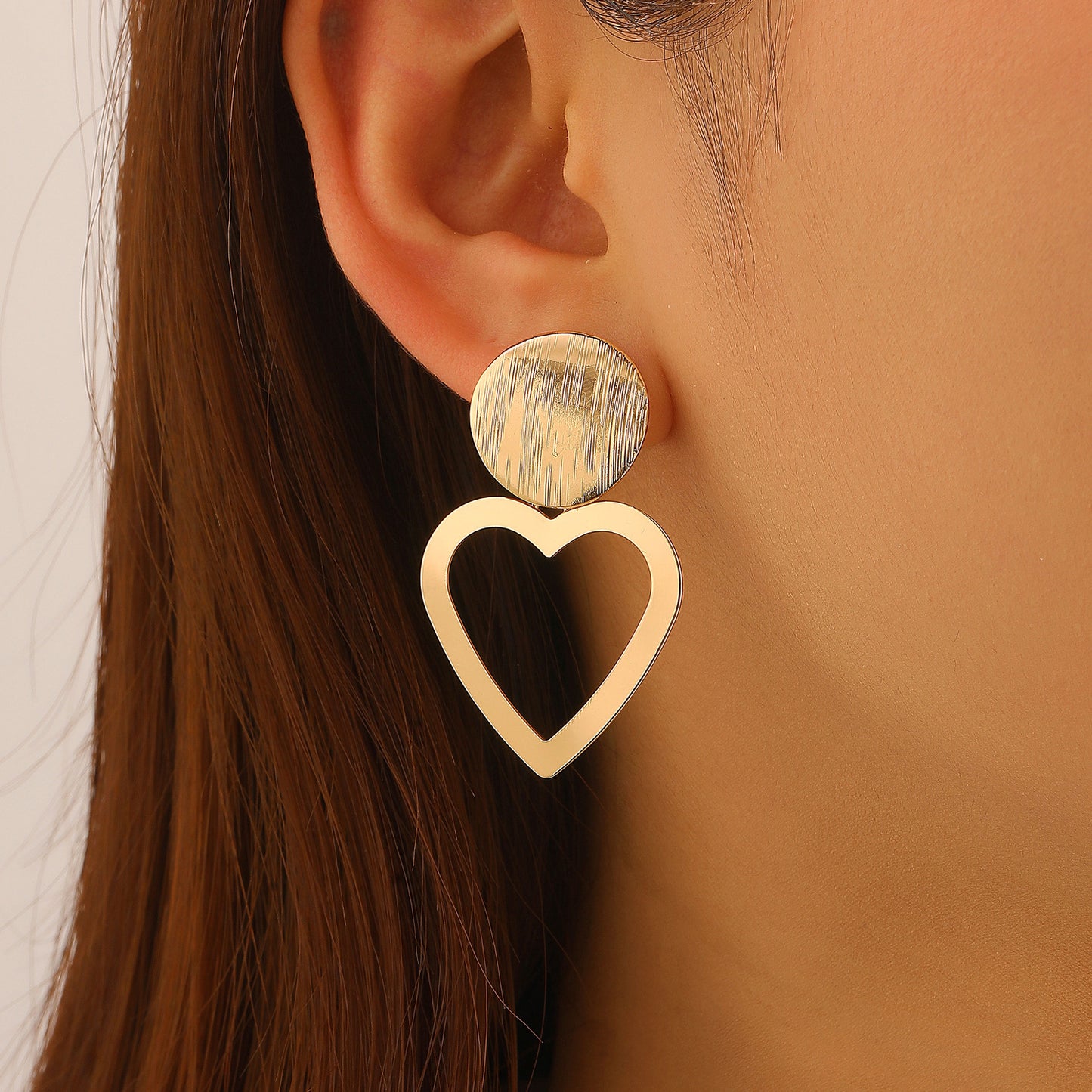 Women's Elegant Geometric Heart Ear French Retro Jewelry Set