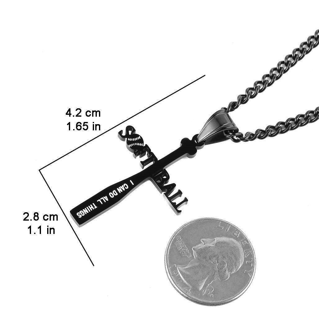 New Baseball Cross Curb Stainless Steel Necklace
