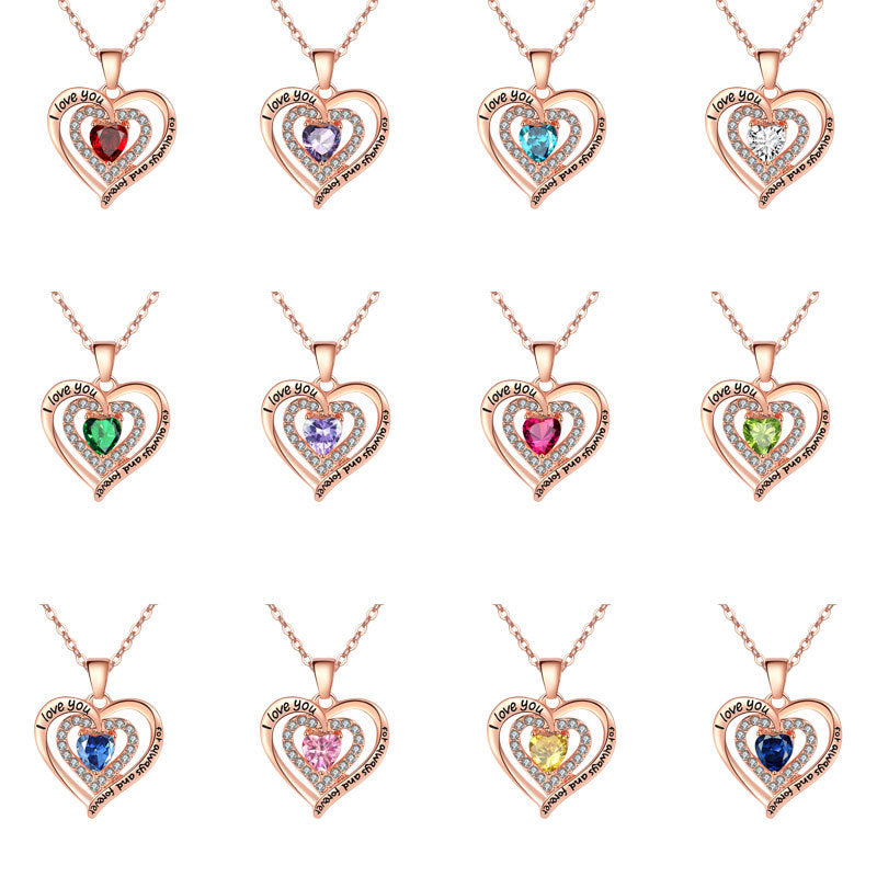 Classic Trendy Love Birthstone Birthday Gift Necklaces