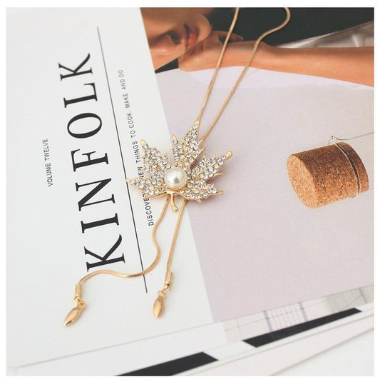 Fashionable All Match Sweater Chain Long Maple Leaf Necklace