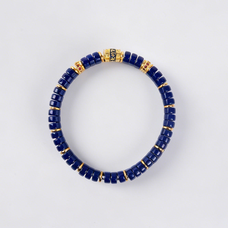 Women's & Men's Colored Glaze Tablet Spacer Prayer Tube Bracelet