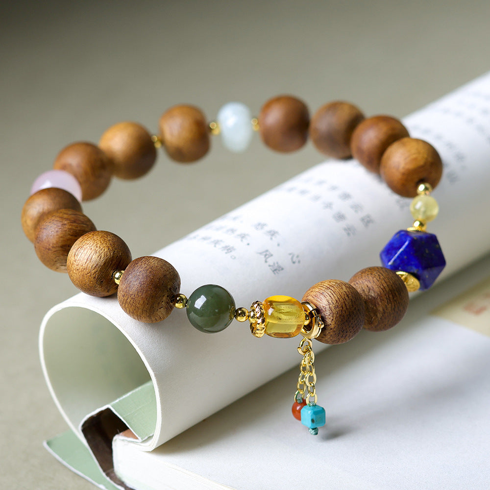 Women's Vietnam Nha White Chess Nan Eaglewood Buddha Beads Bracelets
