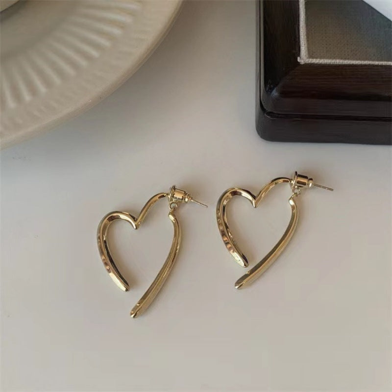 Women's Heart Cross Heart-shaped Sier Pin Design Everyday Joker Earrings