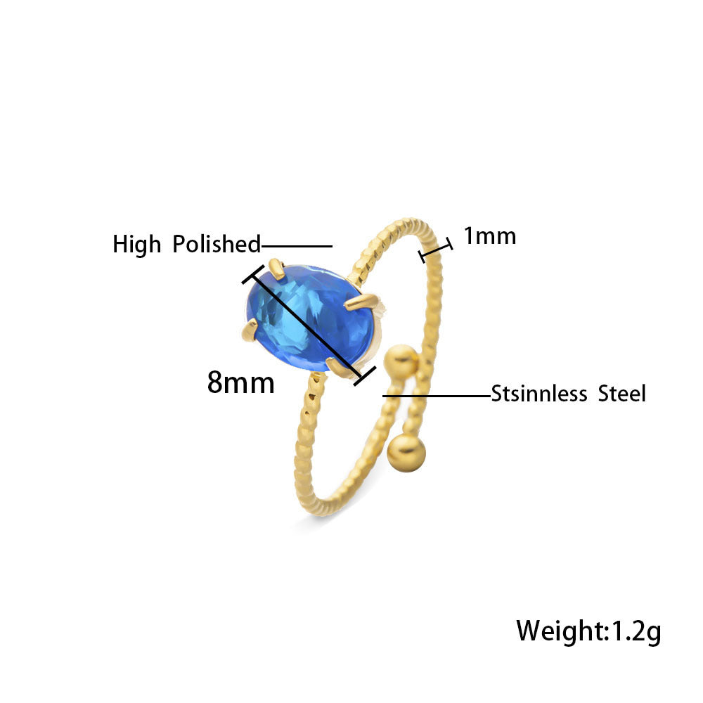 Women's Stainless Steel Zircon Niche High Sense December Birthday Stone Ring