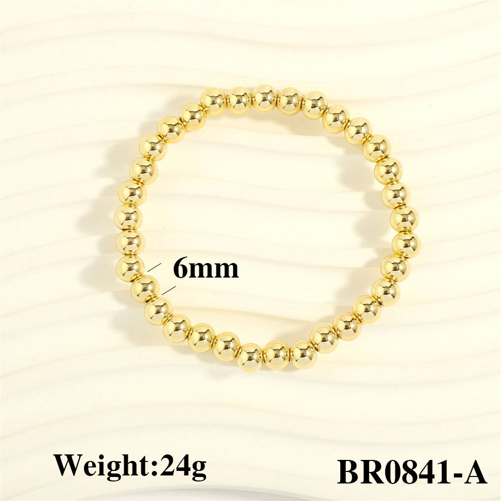 Gold Beads Stretch Fashion Color Retaining Bracelets