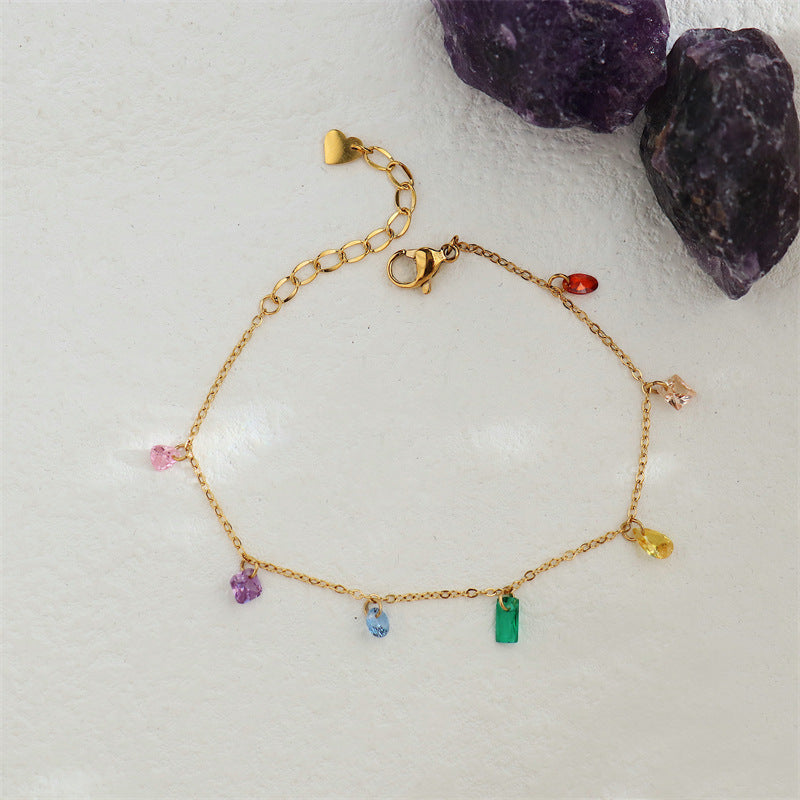 Korean Style Sweet Summer Fantasy Rainbow Zircon Fashion Bracelet