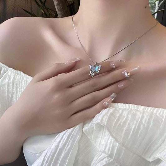 Niche Advanced Rhinestone Clavicle Chain Light Necklaces