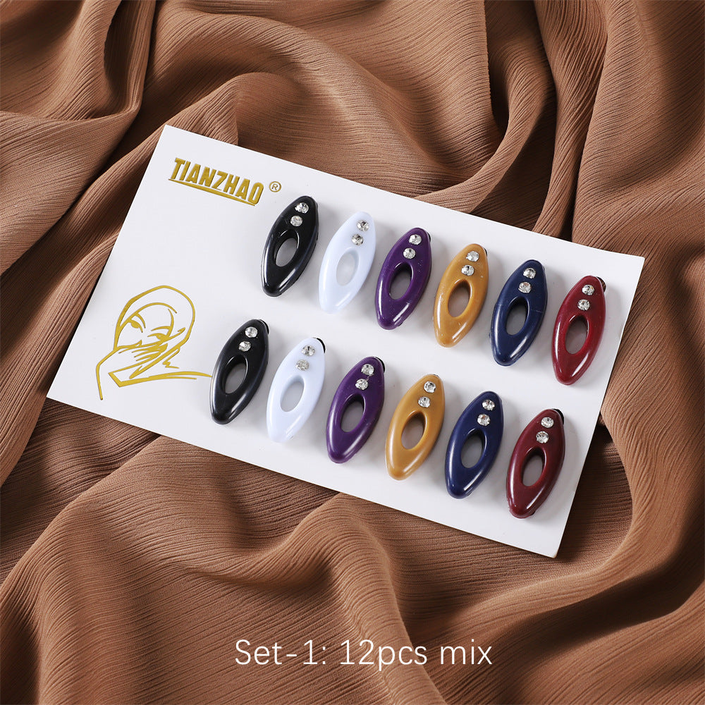 Oval Color Plastic Buckle Neck Clip Veil Pin Silk Brooches