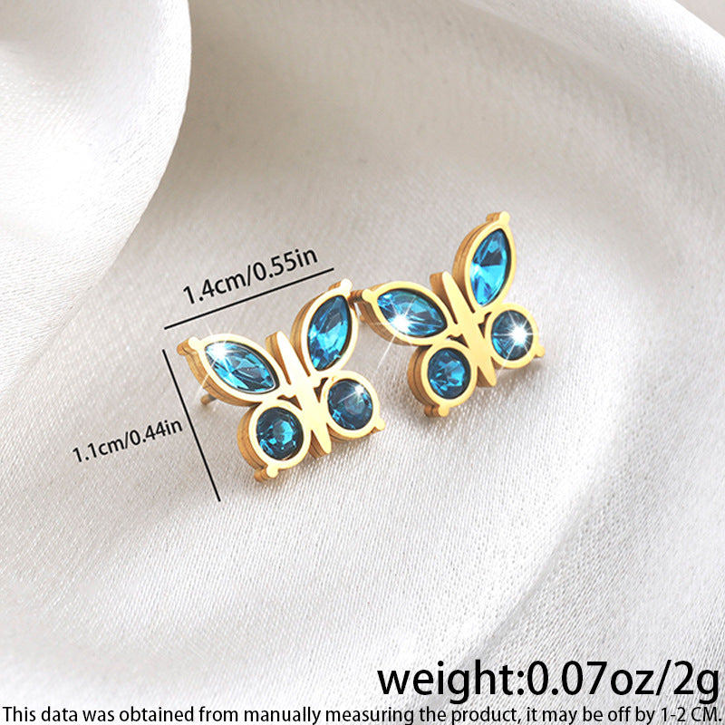 High-grade Fashionable Versatile Micro Diamond Butterfly Earrings