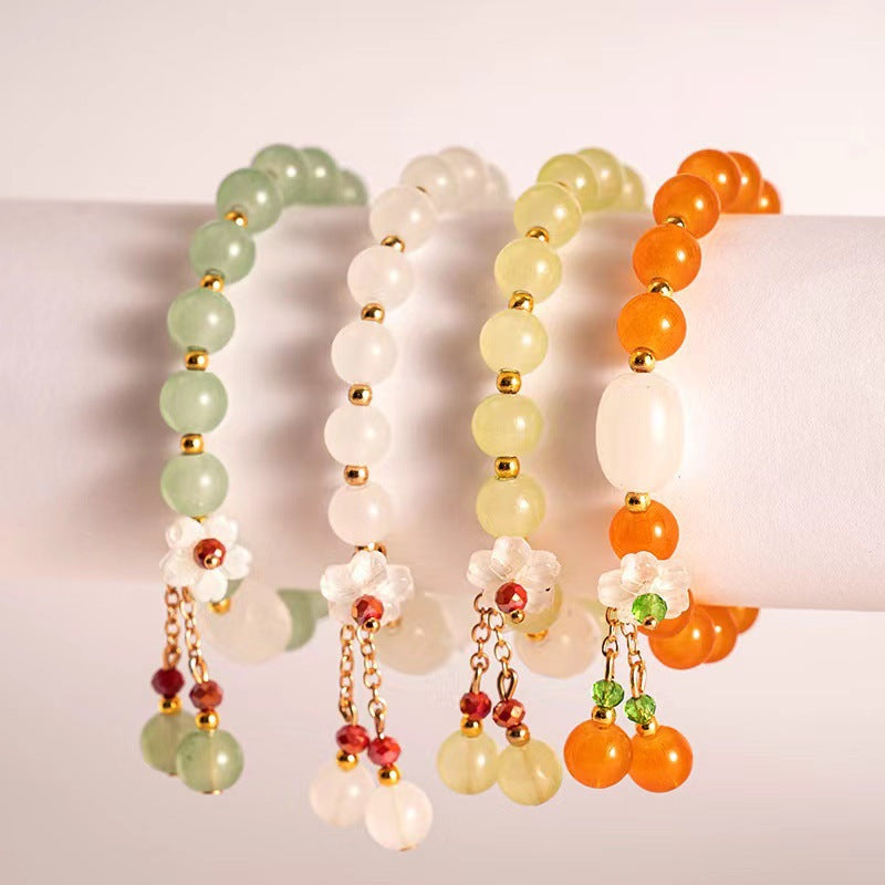 Female Natural White Yu Light Luxury Minority Gift Colored Glaze Bracelet
