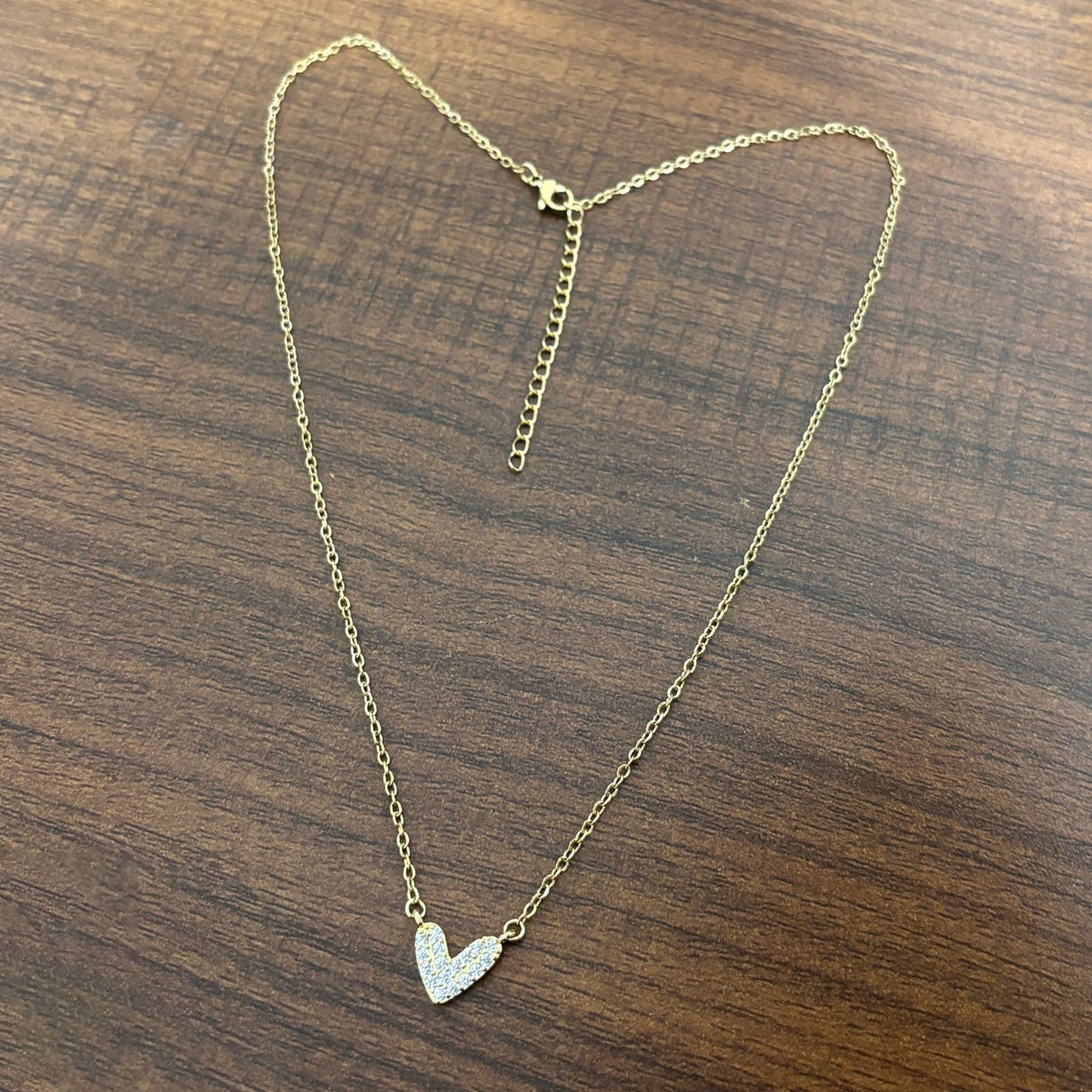 Copper Micro Inlaid Zircon Love Gold Necklace