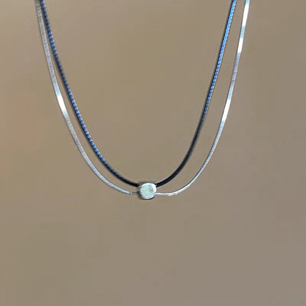 Beaded Geometric Square Titanium Steel Sweater Female Hot Necklace